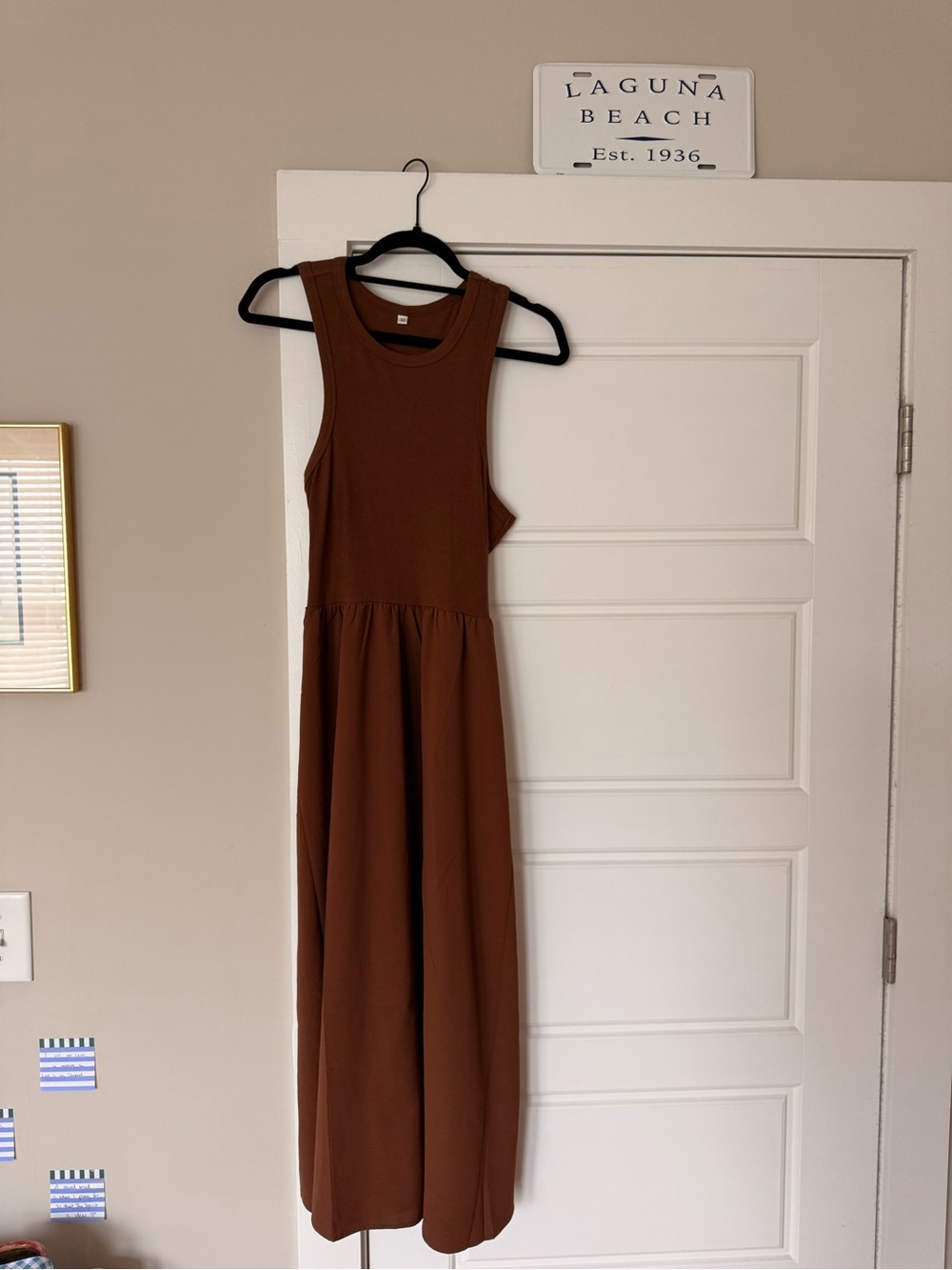 Brown Sleeveless Maxi Dress - Minimal Tank Style